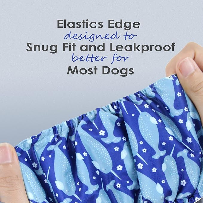 wegreeco Washable Male Dog Belly Band (Stylish Pattern)- Pack of 3 - Washable Male Dog Belly Wrap, Dog Diapers Male (Whale, XXL)