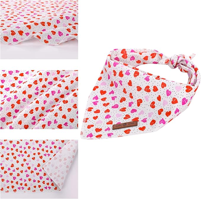 lionet paws Valentines Dog Bandana for Small Medium Large Dogs, Cat Dog Kerchief Triangle Bibs Scarf for Girl Boy
