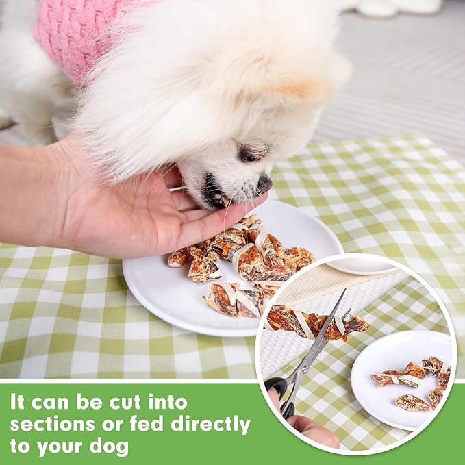 MON2SUN Dog Treats, Triple Flavor Jerky Twist Sticks, 5-7 Inch Chicken Duck and Codfish Sticks Chews for Small Dogs, Healthy Snacks, 10.58 oz (15 Count-Pack of 1)