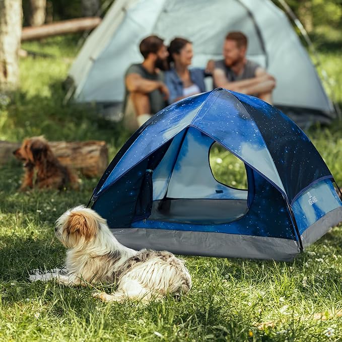 Outdoor Waterproof Pet Camping Tent, Cave Bed for Indoor Cats and Small Dogs, Portable Cat House Dog House, 21.6x21.6x14.9'', Navy Blue, S.