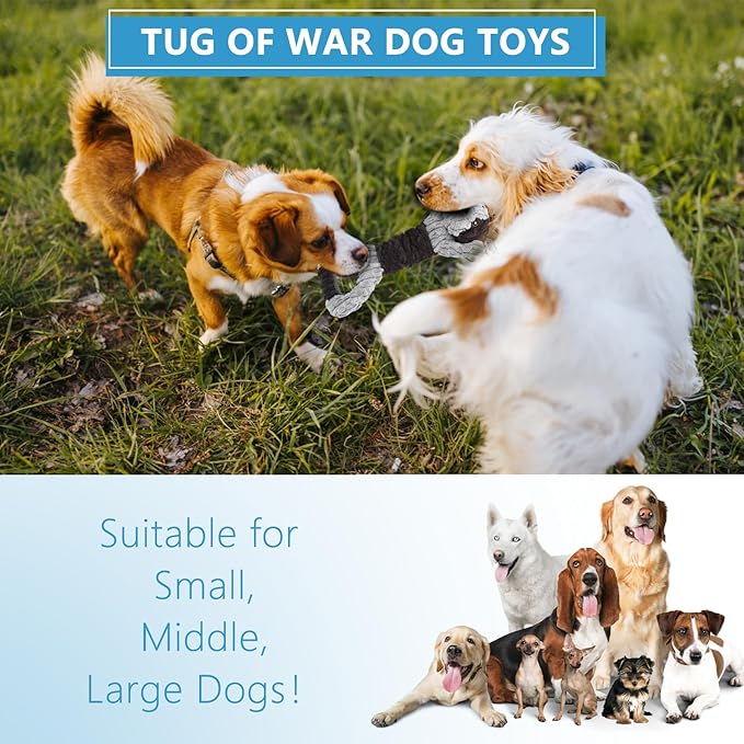 Plush Dog Squeak Toys with Crinkle Paper - Pull Interactive Tug of War Dog Toy, Great for Dental Health, Strengthening Bonds and Anxiety Relief for Puppies, Small, Medium, Large Dogs