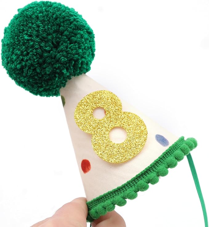 Pet Birthday Hat with Interchangeable Numbers 1-10 | Adjustable Pet Party Cone Hat for Dogs & Cats | Puppy Birthday Photo Props for 1st to 10th Birthday Celebrations (Beige Birtgday Pet Hat)