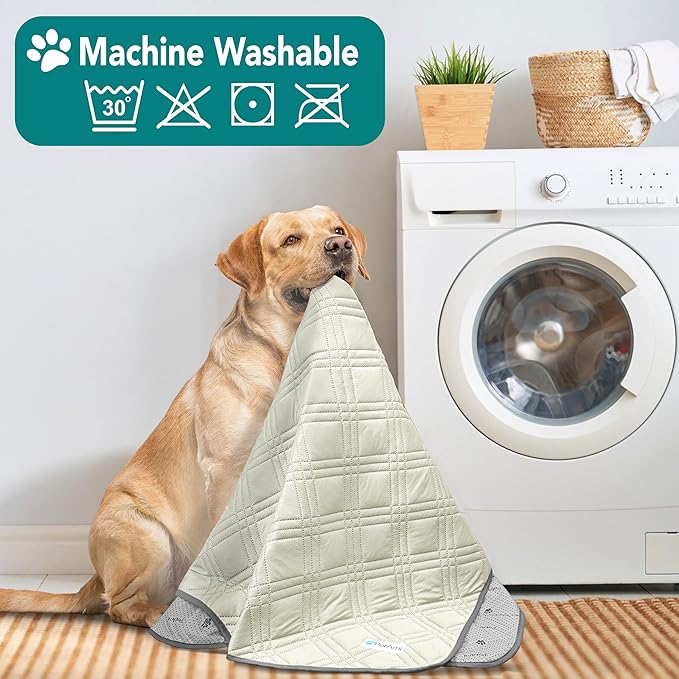 PetAmi Waterproof Cooling Mat for Dog, Premium Pet Cooling Blanket for Bed Crate, Anti Slip Indoor Dog Cool Pad for Sleeping, Q-MAX Large Sofa Couch Cover Mat for Cat, Beige, 40x60