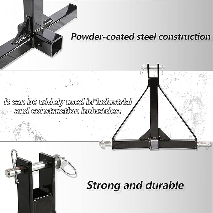 7BLACKSMITH 3 Point 2" Receiver Trailer Hitch Category 1 Tractor Tow Drawbar Adapter for BX Kubota, John Deere, LM25H WLM Tractor, NorTrac, Kioti, Yanmar, Cat