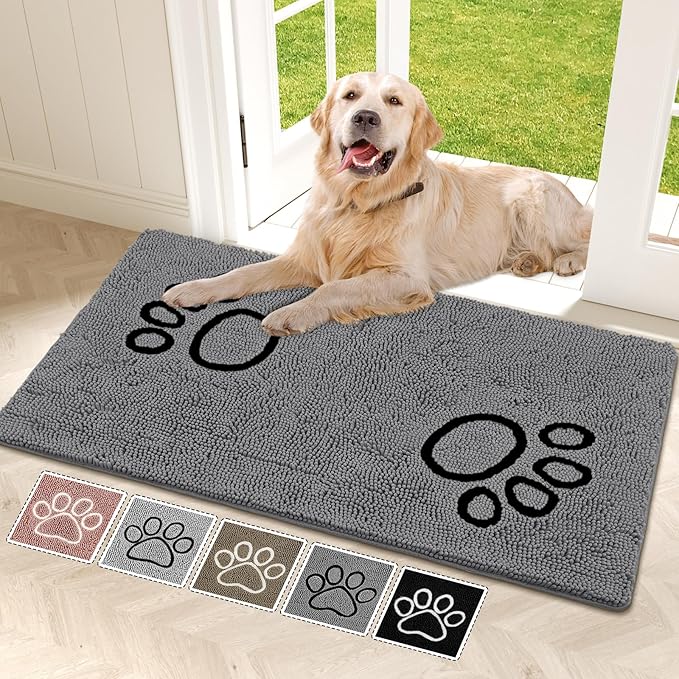 Super Absorbent Dog Door Mat, 48"*30“ Anti Slip Mat for Muddy Paws, Pet Rugs for Dirty Paws Washable That Absorbs Moisture and Dirt, for Dog Cage and Pet Resting Carpet