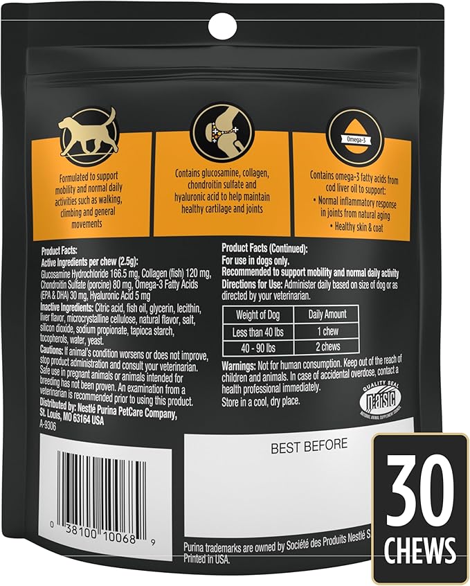 Purina Pro Plan Veterinary Joint Care Joint Supplement for Small Breed Dogs Hip and Joint Supplement - 2.65 oz. Pouch