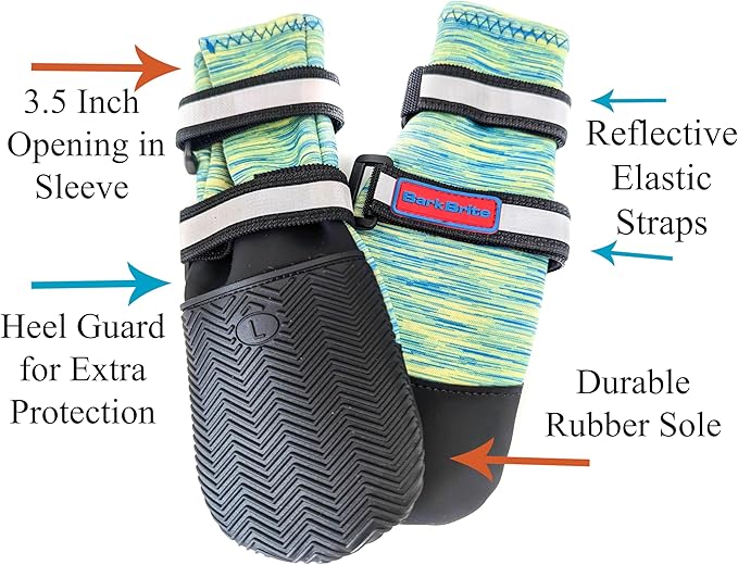 All Weather Neoprene Paw Protector Dog Boots with Reflective Straps in 5 Sizes! (Turquoise Large)