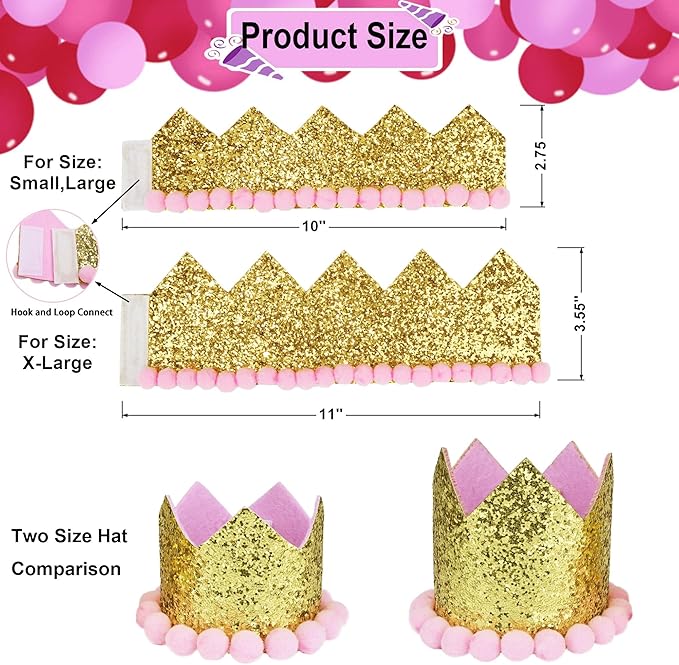 ADOGGYGO Dog Bandana Hat Set for Birthday Party Supply, Boy Girl Puppy Birthday Scarf for Small Dog (Small, Pink)