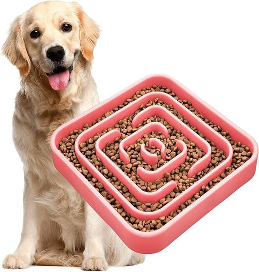 TOBYTO Slow Feeder Dog Bowls for Large Medium Breed, Anti-Choking Pet Slow Feeding Food Bowl, Non Slip Maze Puzzle Dog Feeder Bowl Prevent Bloating,Pink