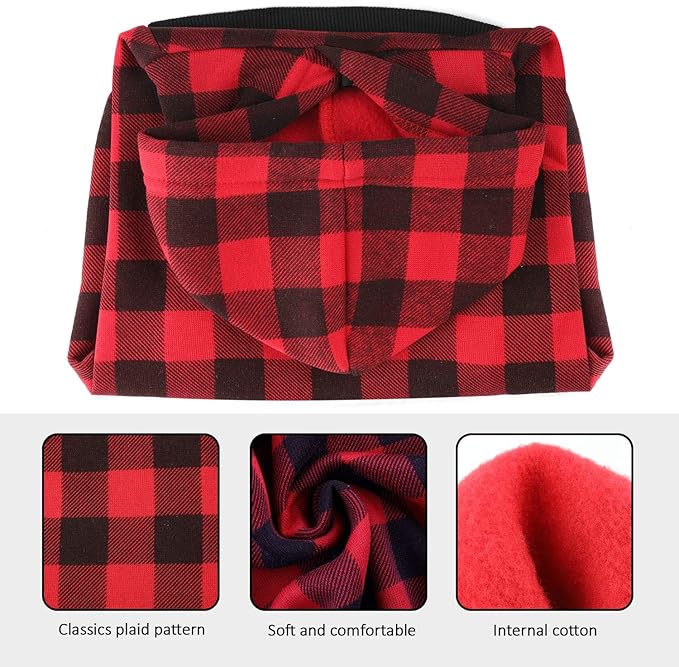Plaid Dog Hoodie Sweatshirt Sweater for Medium Dogs Cat Puppy Clothes Coat Warm and Soft (M)
