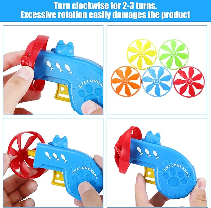 Sumind 18 Pieces Interactive Cat Fetch Tracking Toys With 5 Colors Flying Propellers for Indoor Pet Kitty Training Chasing (Blue Cat Theme Design)