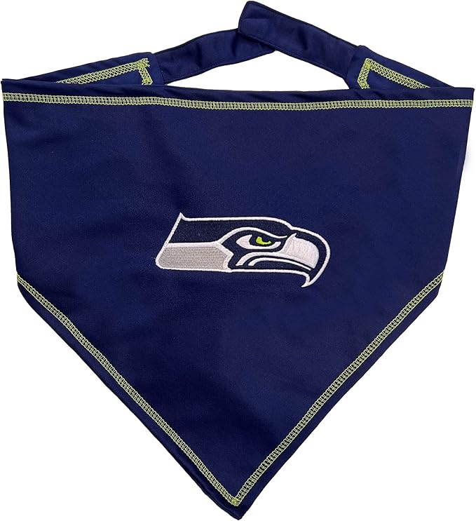 NFL Seattle Seahawks TIE Bandana, Large/X-Large. Dog Bandana Scarf Bib for Pet Cat Dog. The Ultimate Game-Day, Party Bandana