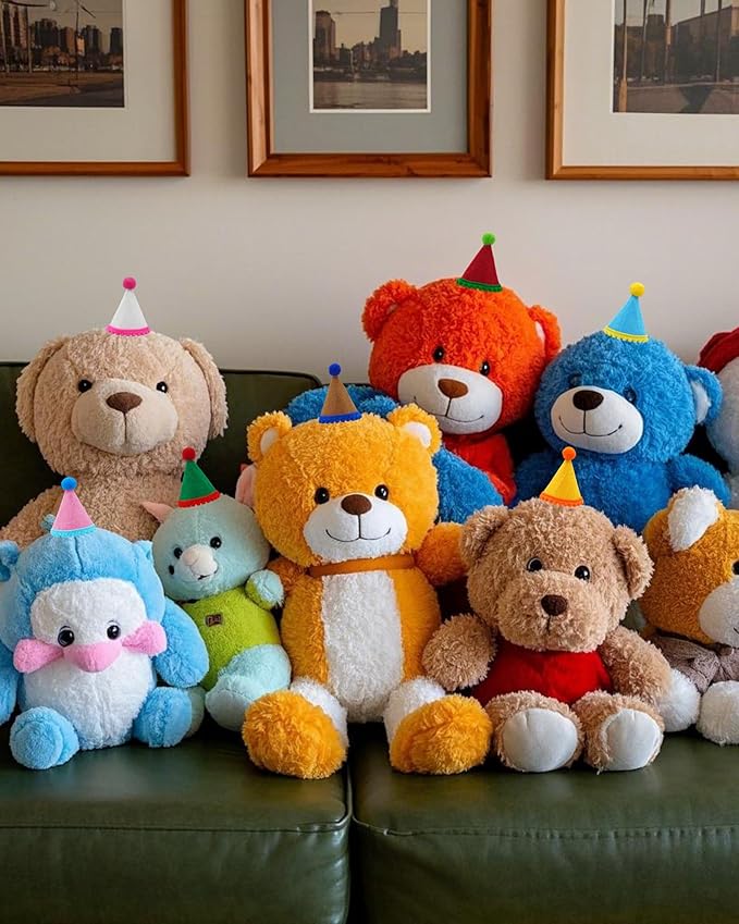 PET SHOW 10 Pack Mini Party Hats for Small Dog Birthday Stuffed Animals Dolls Puppy Cats Adjustable Holiday Hats Felt Pom Pom Headband Kitten Pet Grooming Costume Accessories