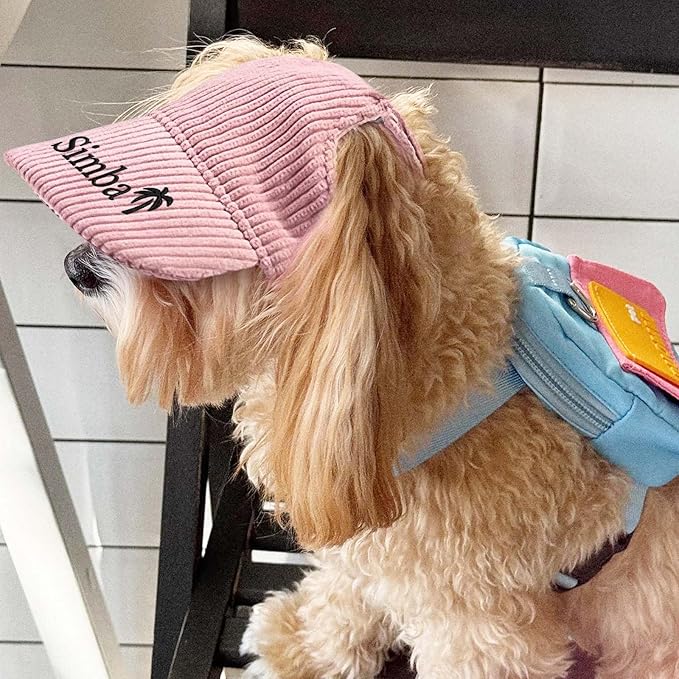 Custom Dog Hat with Embroidered Name Personalized Hats for Dogs Custom Dog Baseball Cap with Ear Holes Small Medium Large Dogs Cat Sun Beach Visor Adjustable Bucket Hats