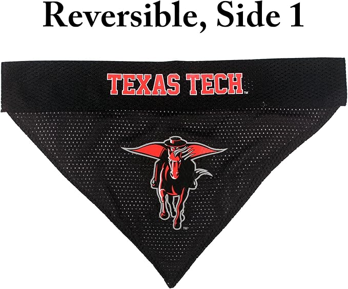 Pets First Collegiate Pet Accessories, Reversible Bandana, Texas Tech Red Raiders, Small/Medium