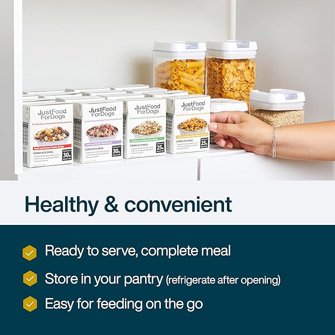 JustFoodForDogs Pantry Fresh Wet Dog Food, Complete Meal or Dog Food Topper, Beef & Russet Potato Human Grade Dog Food Recipe - 12.5 oz (Pack of 6)