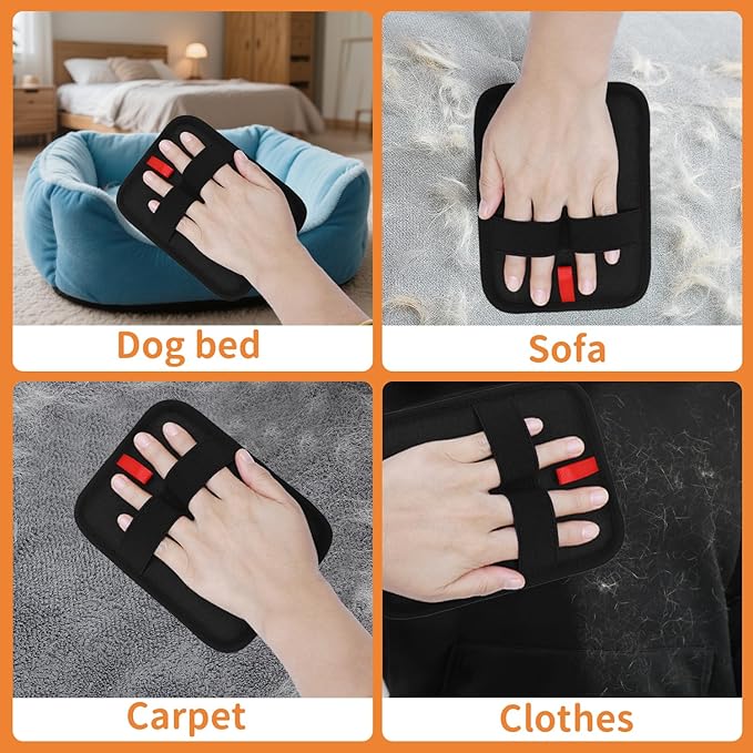 2Pcs Pet Hair Removal Glove, Upgraded Electrostatic Pet Hair Remover Gloves for Cats & Dogs, Reusable Magic Brush Pet Hair Remover Tool for Laundry, Couch, Carpet, Car Seat