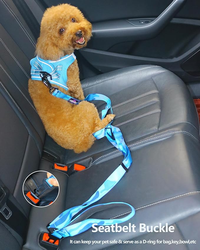 Hotsky Heavy Duty Dog Leash,4.5-6 FT Adjustable Durable Nylon Seatbelt Lead with Two Padded Traffic Handle and Carabiner for Large Medium and Small Breed Dogs,Blue Camo