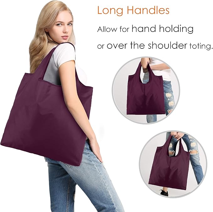 BeeGreen 20 Pack Reusable Grocery Bags w Storage Pouch Reusable Shopping Bags Bulk w Elastic Band Colorful 50LBS X-Large Foldable Fabric Bags Machine Washable Heavy Duty Tote Bags for Groceries