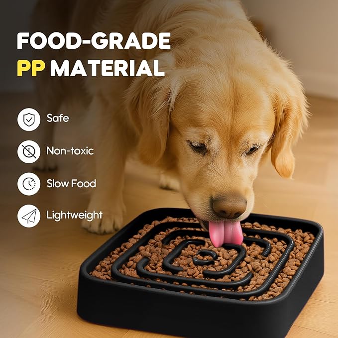 TOBYTO Slow Feeder Dog Bowls for Large Medium Breed, Anti-Choking Pet Slow Feeding Food Bowl, Non Slip Maze Puzzle Dog Feeder Bowl Prevent Bloating,Black
