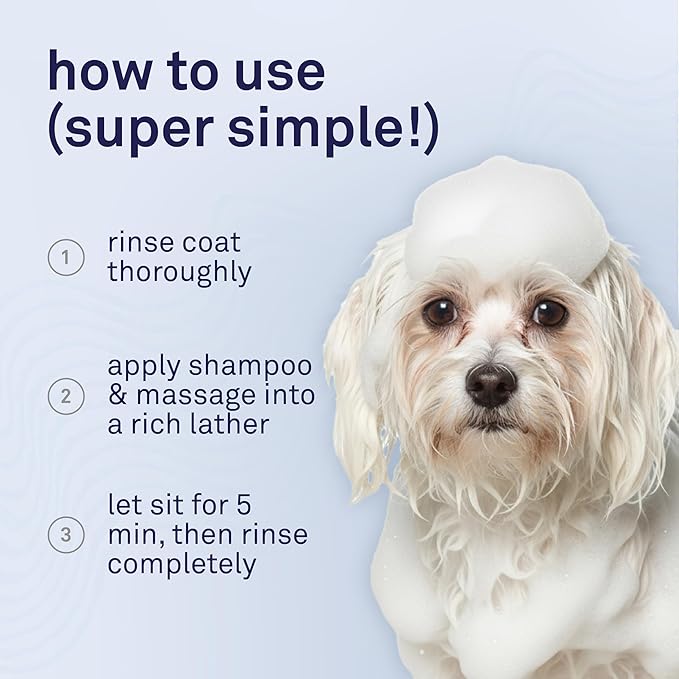 Petpost | Dog Whitening Shampoo with Coconut Oil & Aloe. Brightens White & Light Coats, Moisturizes Skin. Watermelon Scent. 16 oz