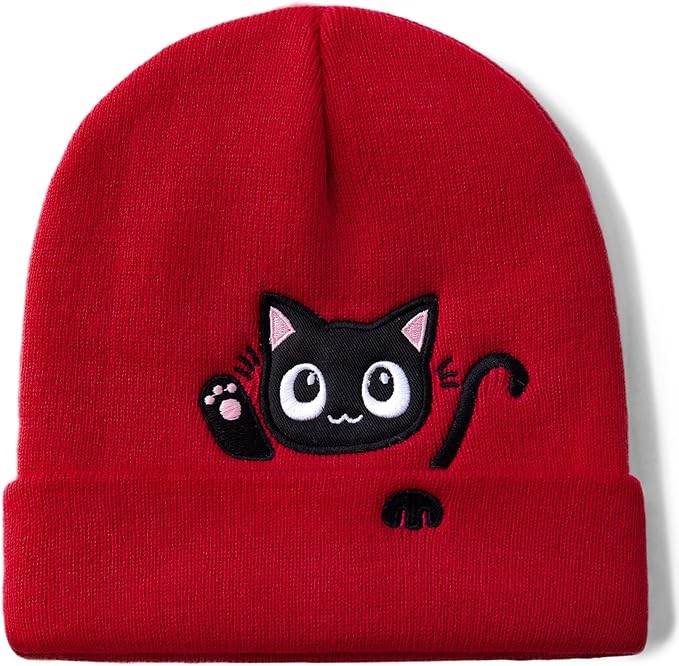 Cat Beanie Hats for Women Cute Cat Lovers Gifts Women's Winter Animal Knitted Hats for Girls
