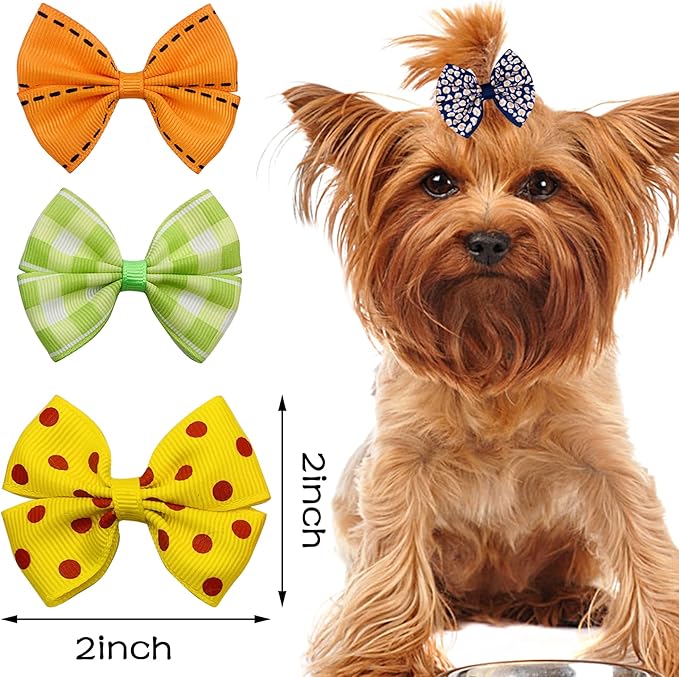 PET SHOW 20pairs Big Bowknot Dogs Hair Bow Clips with French Barrette Clip for Small Medium Large Dogs Puppies Cats Topknot Grooming Hair Accessories