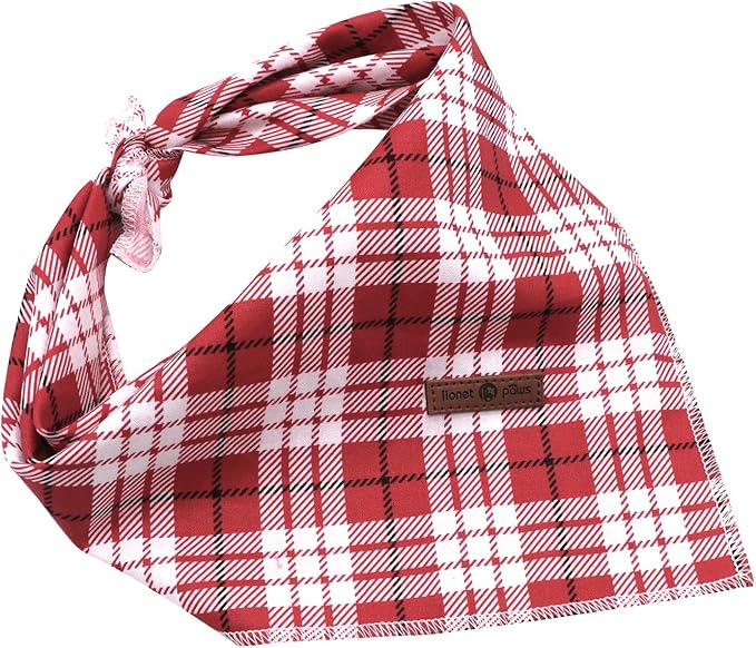 Lionet Paws Christmas Dog Bandana Washable Cotton Handkerchief Scarf Triangle Bandana for Small Medium Large Dogs