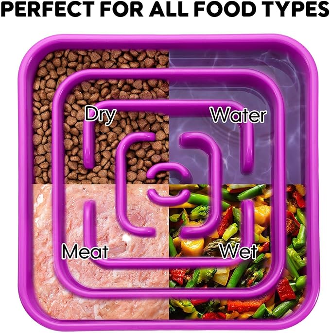 TOBYTO Slow Feeder Dog Bowls for Large Medium Breed, Anti-Choking Pet Slow Feeding Food Bowl, Non Slip Maze Puzzle Dog Feeder Bowl Prevent Bloating,Purple