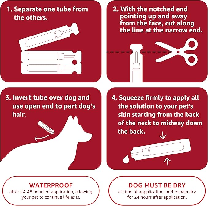 Amazon Basics Flea and Tick Topical Treatment for X-Large Dogs (89-132 Pounds), 3 Count, Packaging May Vary