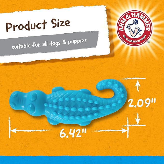 Arm & Hammer for Pets Nubbies Dental Toys Gator Dental Chew Toy for Dogs Best Dog Chew Toy for Moderate Chewers Reduces Plaque & Tartar Buildup Without Brushing, Gator (Pack of 24)