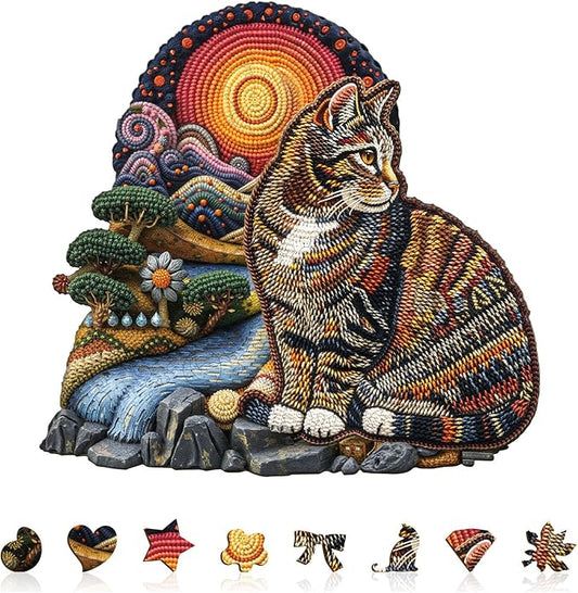 KAAYEE Wooden Puzzles for Adults, Knitted Kitten Puzzles, 170 Piece Unique Animal Shape Puzzle, Cat Wood Puzzle for Adults, Creative Gifts for Cat Lover/Friends/Family, Home Decor(11.4 * 10.8in)