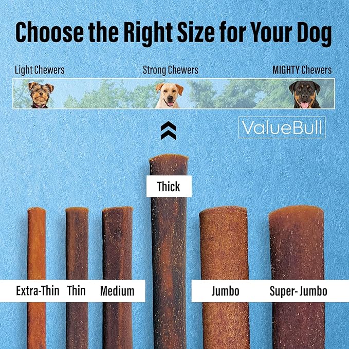 ValueBull Collagen Sticks for Dogs, 6 Inch Thick Chews, Natural Long-Lasting Dog Treats, 25 Count - Supports Joints, Skin & Coat with Chondroitin & Glucosamine