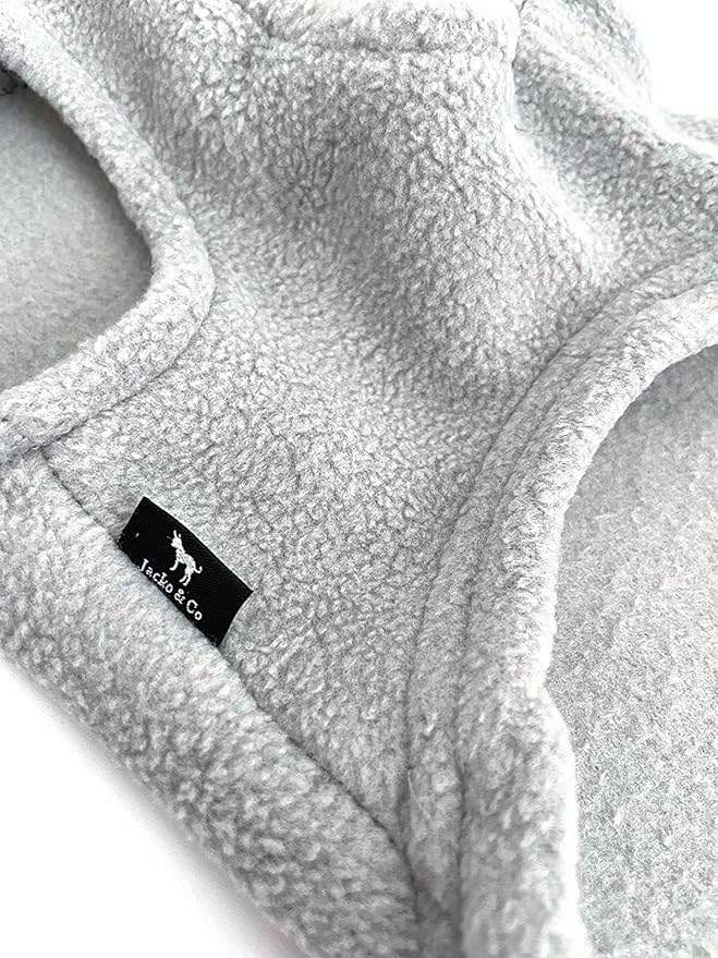 JACKO & CO - Fleece Vest Dog Sweater with Leash Ring - Soft, Warm & Lightweight Pullover Coat for Small & Medium Dogs, Puppies & Cats - Cozy Fall/Winter/Spring Pet Jacket (Grey, XX-Large 25-35lbs)