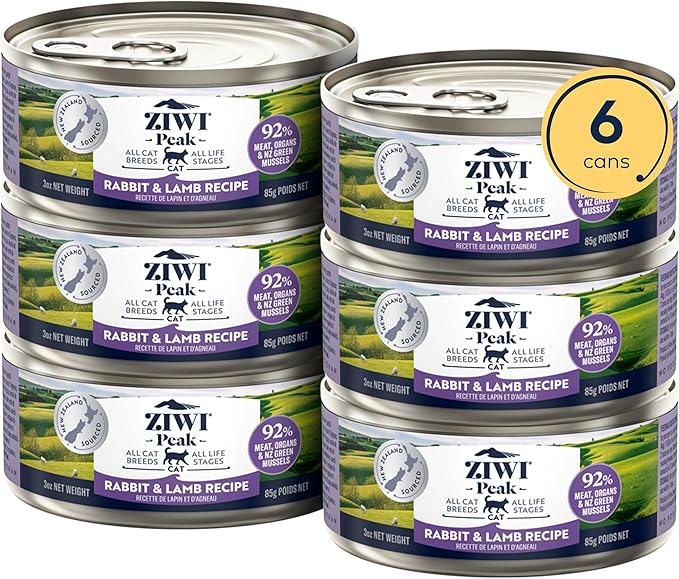 ZIWI Peak Wet Cat Food – All Natural, High Protein, Grain Free, Limited Ingredient, with Superfoods (Rabbit & Lamb, Case of 6, 3oz Cans)