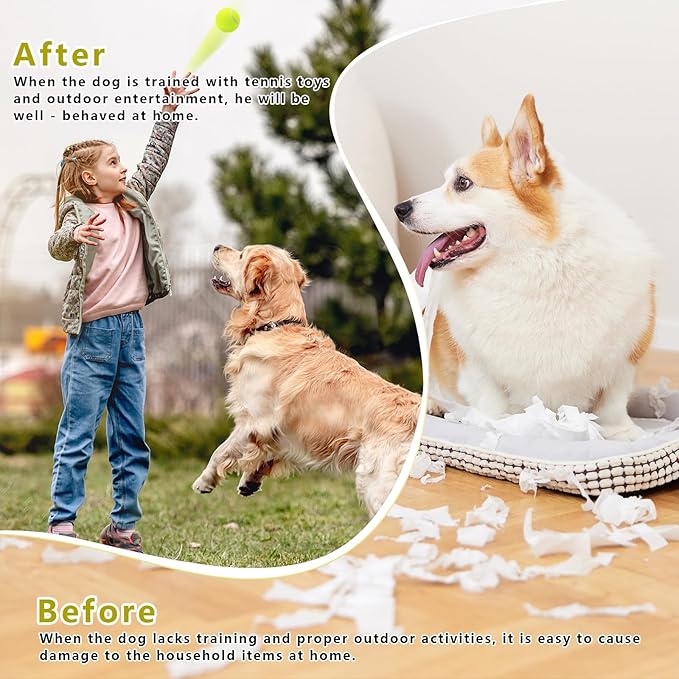 Magicorange 6 Pack Small Tennis Balls, 2 inch Squeaky Tennis Ball for Dogs,Colorful Easy Catching Squeaky Dog Balls with Mesh Bag for Easy Transport (Yellow)