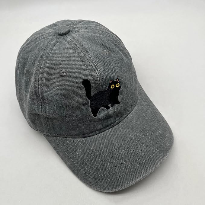 Black Cat Hat,Ragdoll Cat Embroidered Adjustable Cotton Baseball Cap for Men Women,Gifts for Cat Lovers