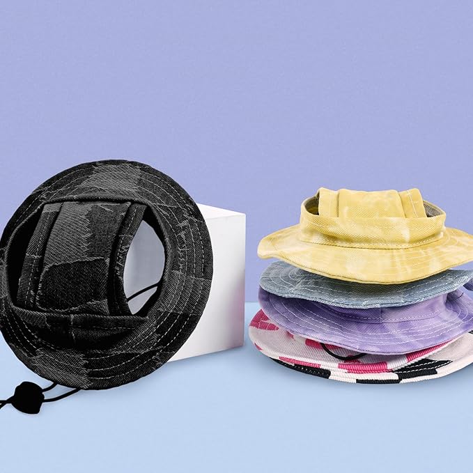 QBLEEV Cat Hats for Cats Only, Sphynx Hat with Ear Hole, Hairless Cat Cowboy Hats for Birthday Party Halloween, Kitten Headwear Sun Sombrero Caps, Chihuahua Sunscreen Baseball Outdoor Climbing Cap