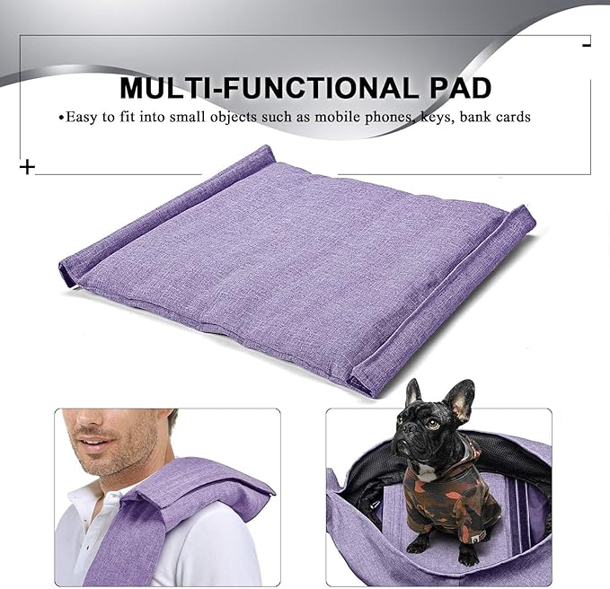 TOMKAS Medium Padded Shoulder Strap Dog Cat Carrier Sling (Purple for 8-15 lbs)