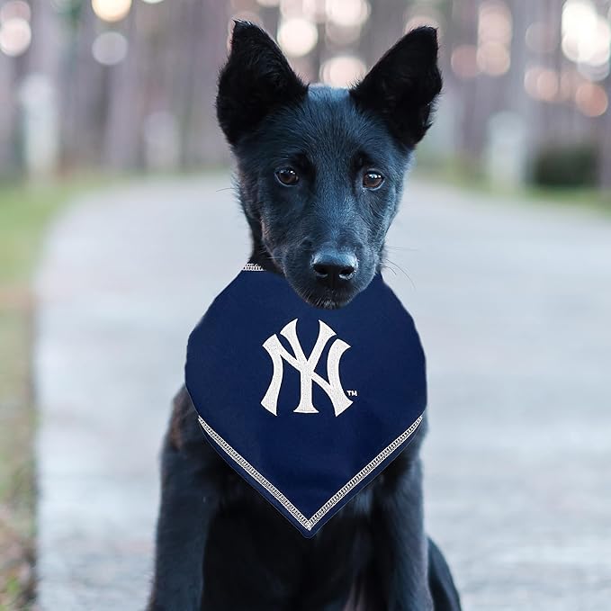 Pets First MLB New York Yankees TIE Bandana, Large/X-Large. Dog Bandana Scarf Bib for Pet Cat Dog. The Ultimate Game-Day, Party Bandanna, Birthday Event