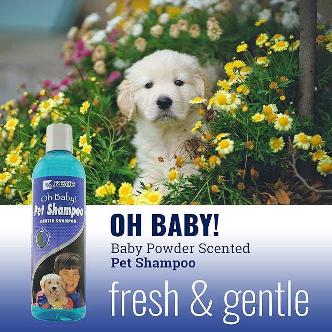 Kenic Oh Baby Gentle Pet Shampoo for Puppies & Sensitive Skin & Coats w/Light Baby Powder Scent, Soap & Paraben Free, Tear-Free, Made in USA