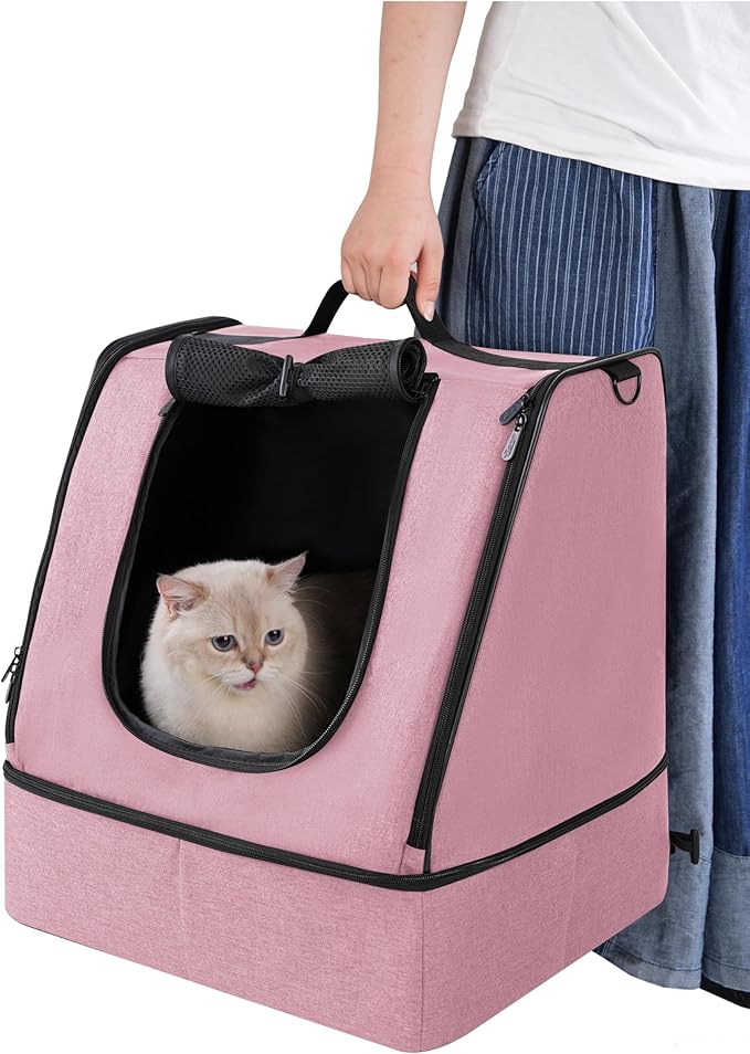 apollo walker Portable Cat Travel Litter Box with Zipped Waterproof Bag,No Collapse with Hard Base Insert at Bottom, No Leakage, No Smell, Easy to Carry, Easy to Use in Hotels