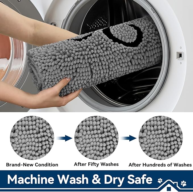 Super Absorbent Dog Door Mat, 30"*20“ Anti Slip Mat for Muddy Paws, Pet Rugs for Dirty Paws Washable That Absorbs Moisture and Dirt, for Dog Cage and Pet Resting Carpet