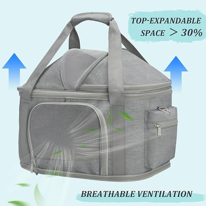 Airline Approved Pet Carrier Soft-Sided Dog Carriers Travel Tote Bag for Small Dogs Cats, Foldable Pet Bag for Puppies Small Animals with Pockets (Grey, 16.2" x 11.4" x 13")