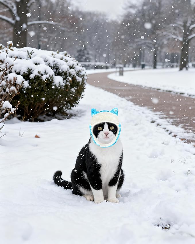 PET SHOW Dog Trapper Hat Winter Hat for Extra Small Dogs Cats Warm Fleece Aviator Hats with Ear Flaps Adjustable Outdoor Boy Puppy Pet Pilot Costume Cap XS-Blue Paw/Without Ear Holes