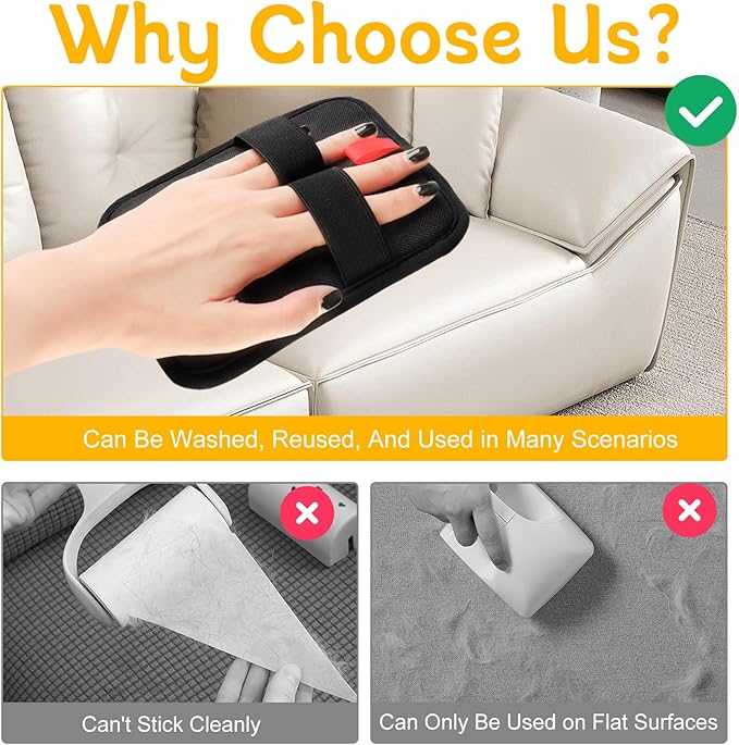 Pet Hair Remover Glove, Pet Hair Remover Tools, Reusable Cat & Dog Hair Removal Grooming Brush, Suitable for Couch, Furniture, Carpet, Curtain