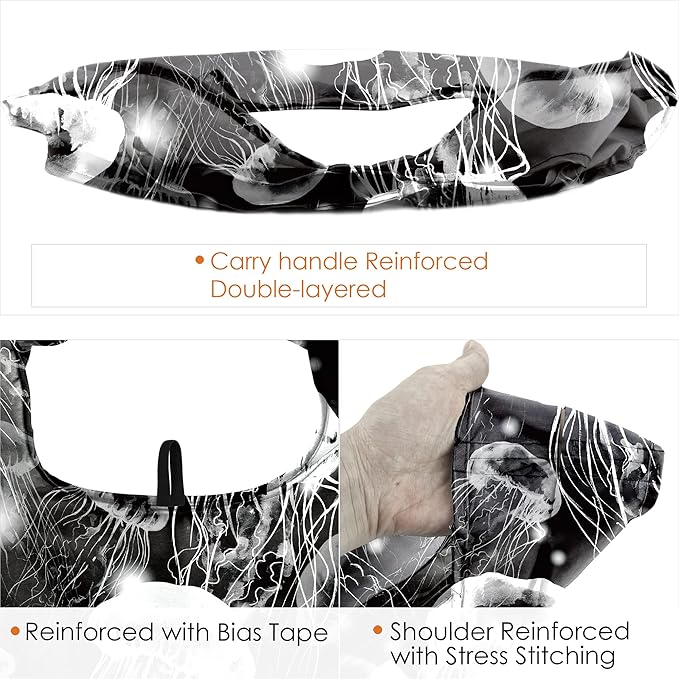 BeeGreen Raccoon Reusable Grocery Bags Frog Elephant Penguin Jellyfish Shopping Bags Bulk 50LBS X-Large Heavy Duty 6 Pieces