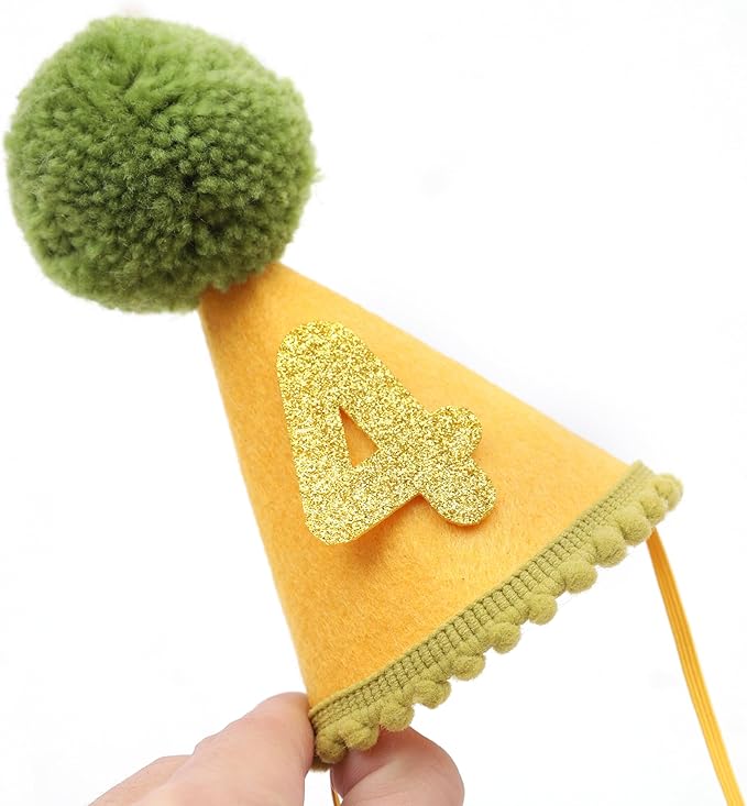Pet Birthday Hat with Interchangeable Numbers 1-10 | Adjustable Pet Party Cone Hat for Dogs & Cats | Puppy Birthday Photo Props for 1st to 10th Birthday Celebrations (Yellow Green Birthday Pet Hat)