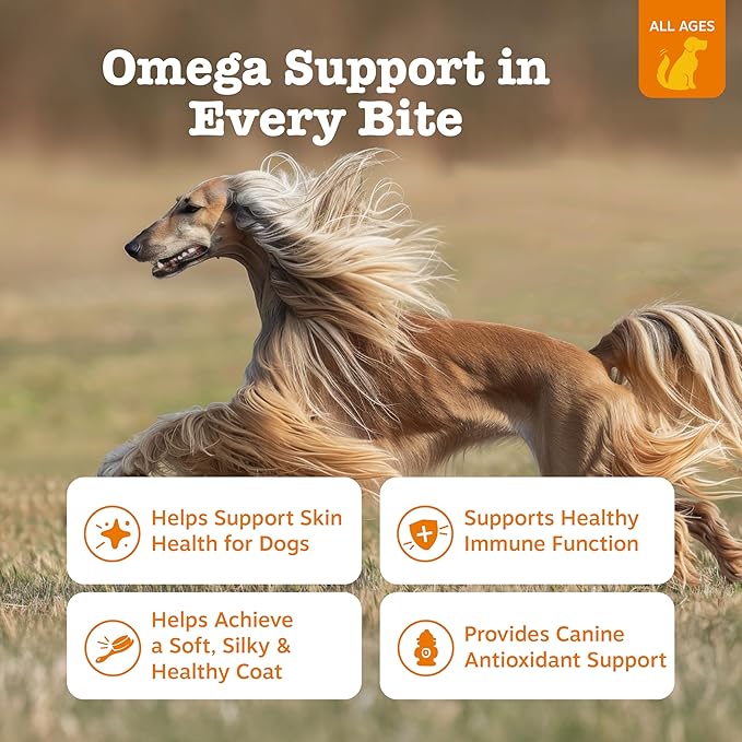 Zesty Paws Omega 3 Fish Oil for Dogs - Zesty Paw Dog Vitamins and Supplements for Hip, Joint & Skin, Chicken (250 Chews)