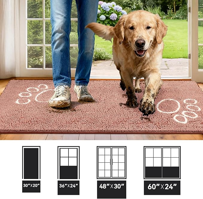 Super Absorbent Dog Door Mat, 60"*24“ Anti Slip Mat for Muddy Paws, Pet Rugs for Dirty Paws Washable That Absorbs Moisture and Dirt, for Dog Cage and Pet Resting Carpet